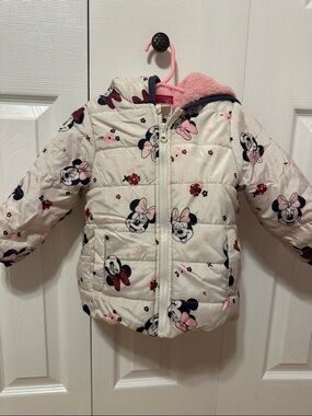 Disney Pink and White Minnie Mouse Puffer Jacket